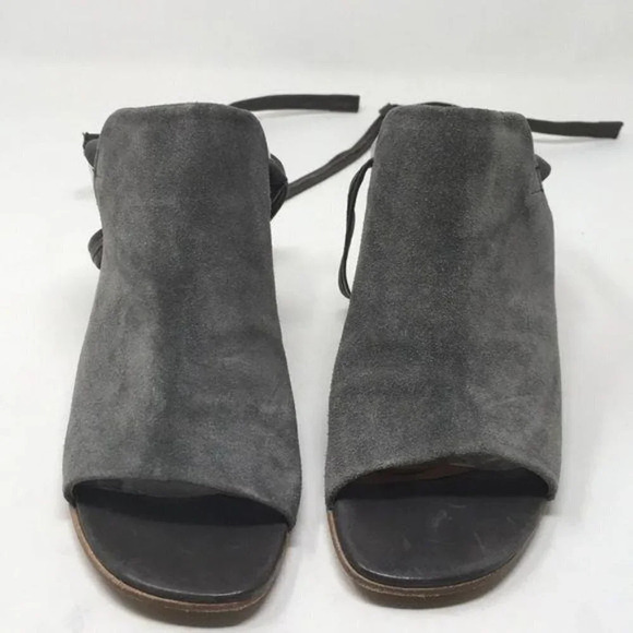 Alberto Fermani Shoes Sandals Heels Mules Lace Up Leg Italy Gray Suede 38 US 8 - Picture 7 of 16
